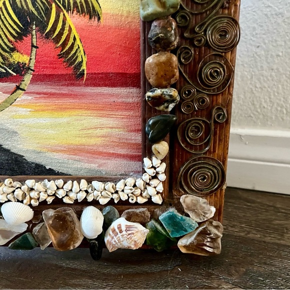 Tropical Beach Painting with Decorative Frame - Picture 12 of 14